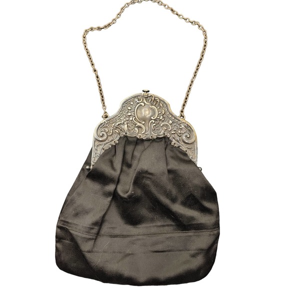 Gorham Handbags - Antique Gorham Silver Black Purse w/ Antique Glasses and Gloves inside